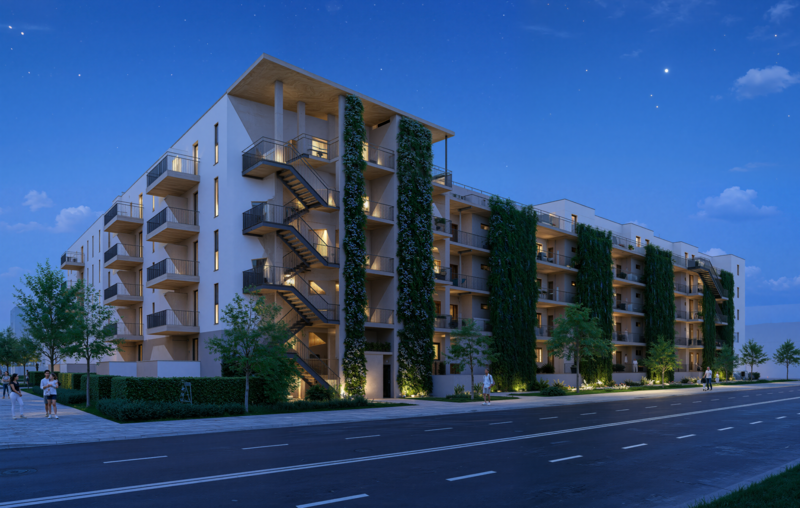 Albrecht Living_Fassade_Nord+Ost_WW1_Nacht